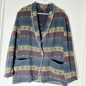 Vintage David Paul New York Southwestern Western Aztec Duster Jacket Size M